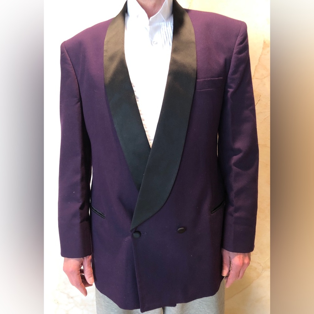 Raffinati purple double breasted shawl collar tuxedo jacket